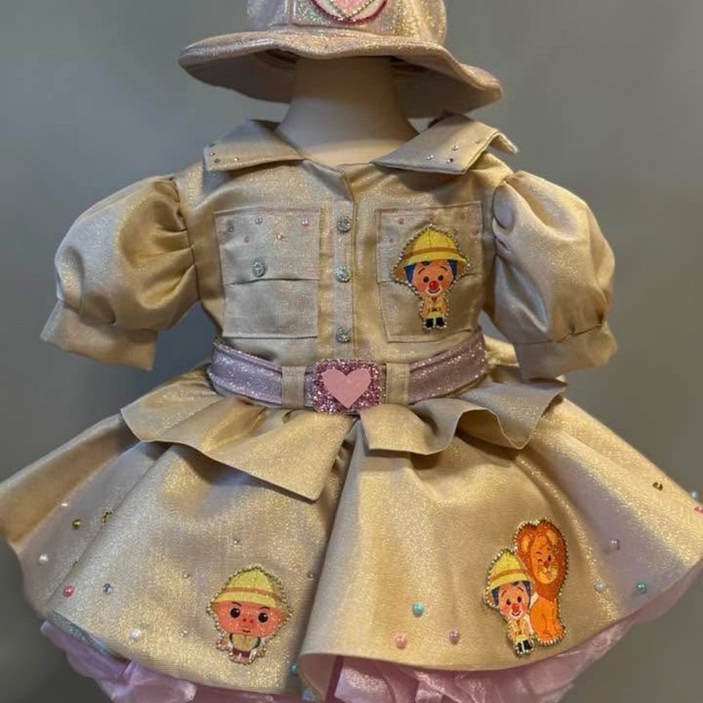 Kids Formal Dress with Hat - Cream pilm pilm